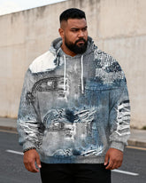 Big & Tall Men's Denim Graffiti-Print Hoodie